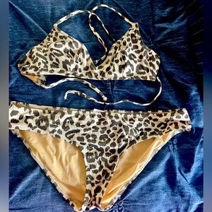 JCrew Leopard Bikini. Size small (top) medium (bottom)